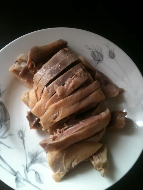 Sliced Nanjing salted duck on a plate