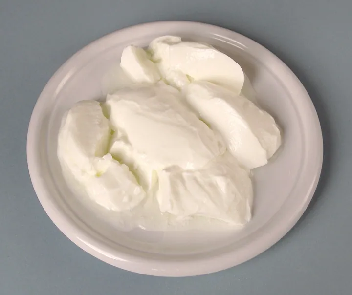 A plate of thick white yogurt