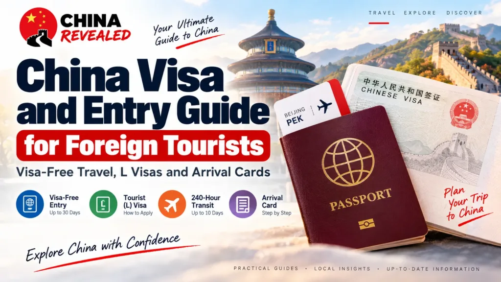 China Visa and Entry Guide for Foreign Tourists – China Revealed travel guide covering visa-free entry, Chinese tourist (L) visas, 240-hour visa-free transit, and arrival cards.