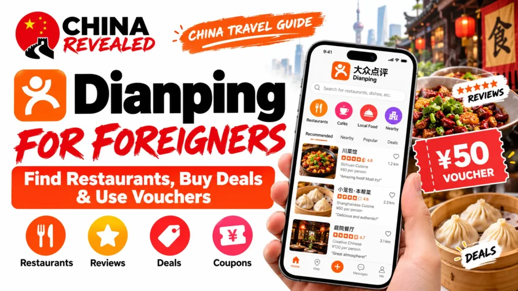 How to use Dianping in China – China Revealed travel guide showing how foreigners can find local restaurants, read reviews, discover food deals, buy discount vouchers, and explore Chinese cuisine.