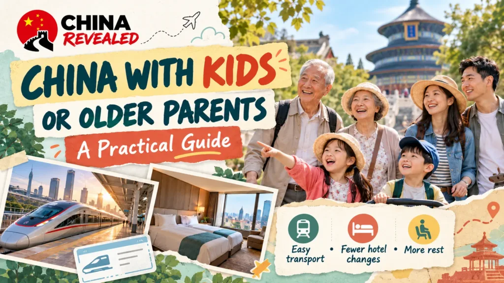 China travel with kids and older parents – China Revealed family travel guide covering child-friendly attractions, high-speed trains, comfortable hotels, accessible transportation, fewer hotel changes, and relaxed itineraries for families and seniors.