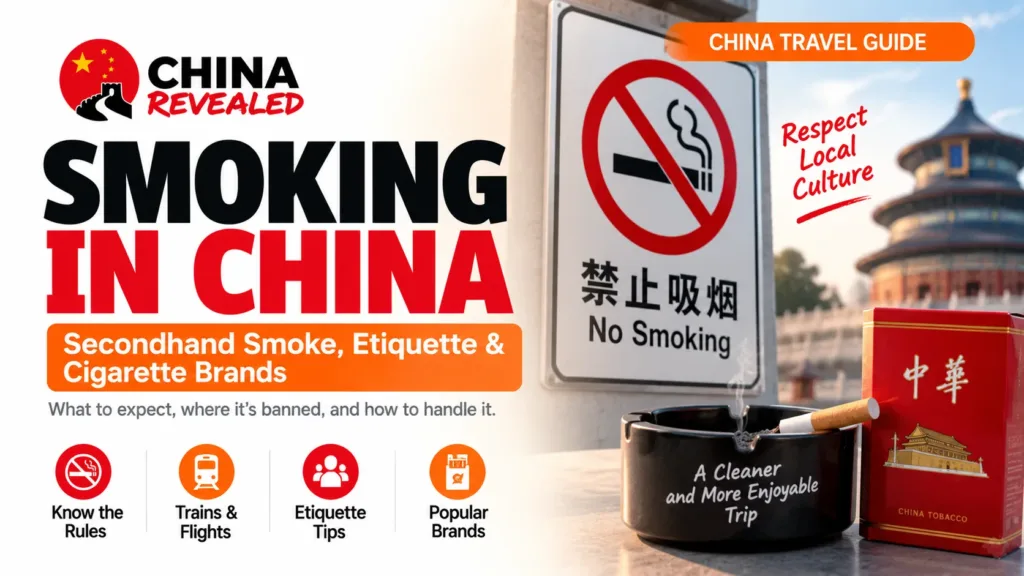 Smoking in China – China Revealed travel guide covering smoking laws, secondhand smoke, no-smoking rules on trains and flights, smoking etiquette, and popular Chinese cigarette brands.