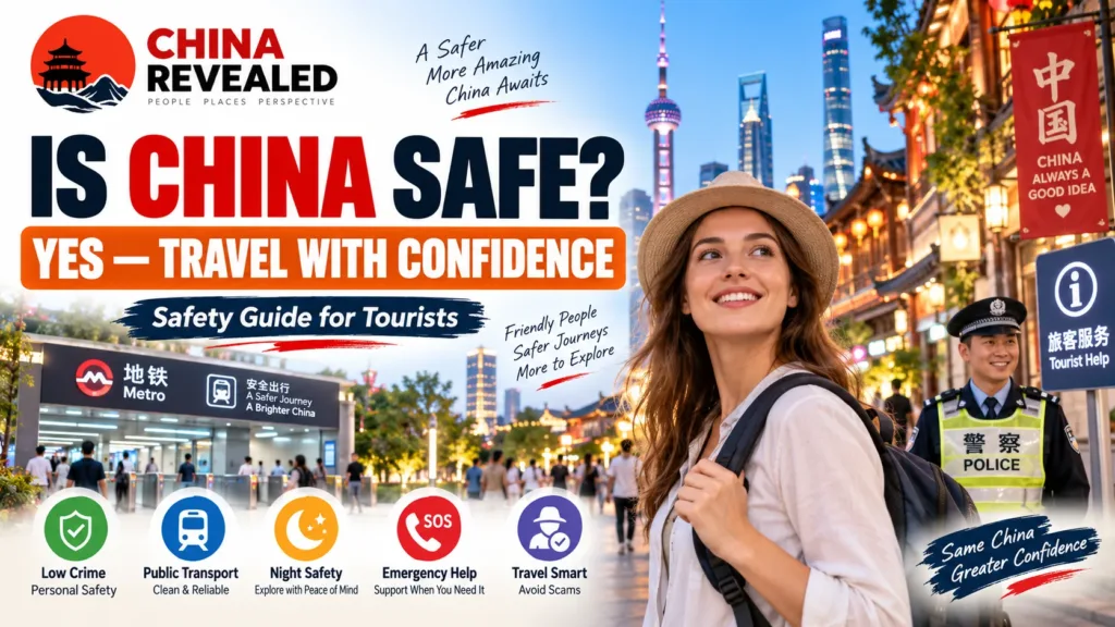 Is China safe for tourists? China Revealed travel safety guide covering low crime rates, public transport safety, night travel, emergency assistance, avoiding scams, and essential safety tips for travelers.