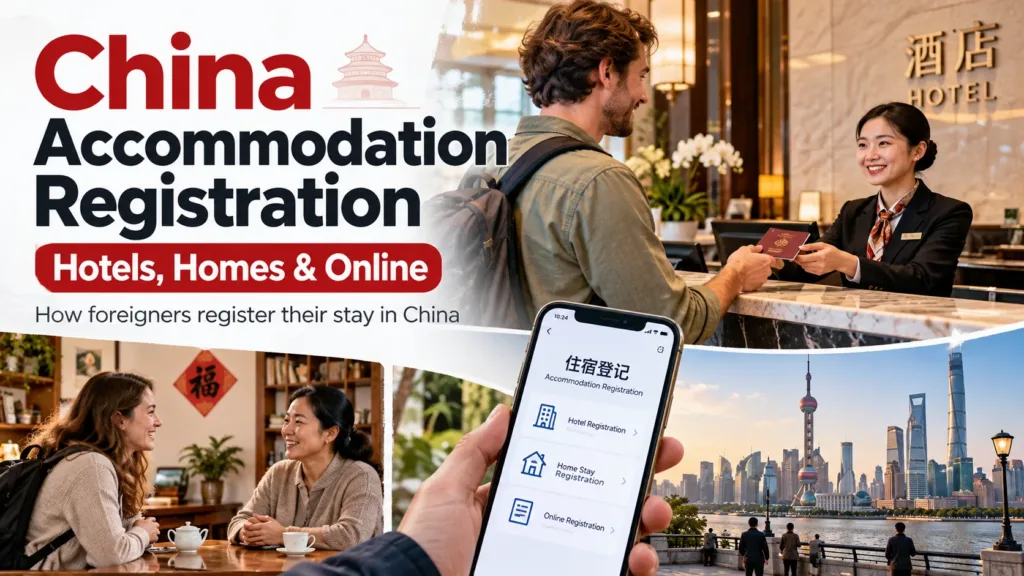 China accommodation registration guide for foreigners – China Revealed guide explaining how to register your stay at hotels, private homes, and online, including passport check-in and temporary residence registration requirements.