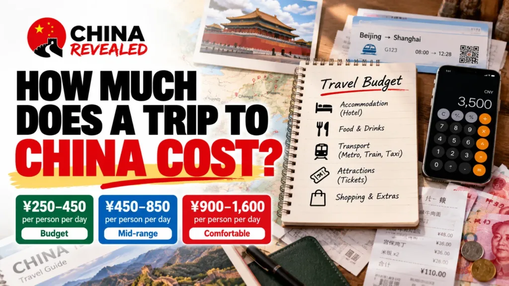 How much does a trip to China cost? China Revealed travel budget guide comparing daily expenses for budget, mid-range and comfortable travel, including hotels, food, transportation, attractions and shopping.