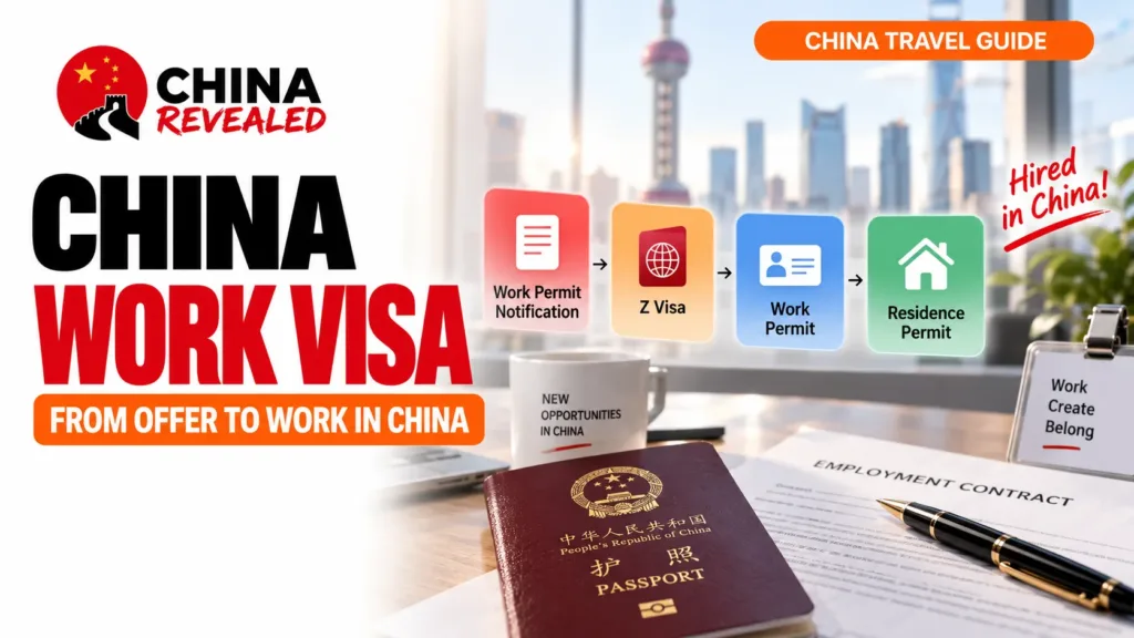 China work visa guide for foreigners – China Revealed step-by-step guide covering Z visa applications, work permit notifications, employment contracts, Chinese work permits, and residence permits for working in China.