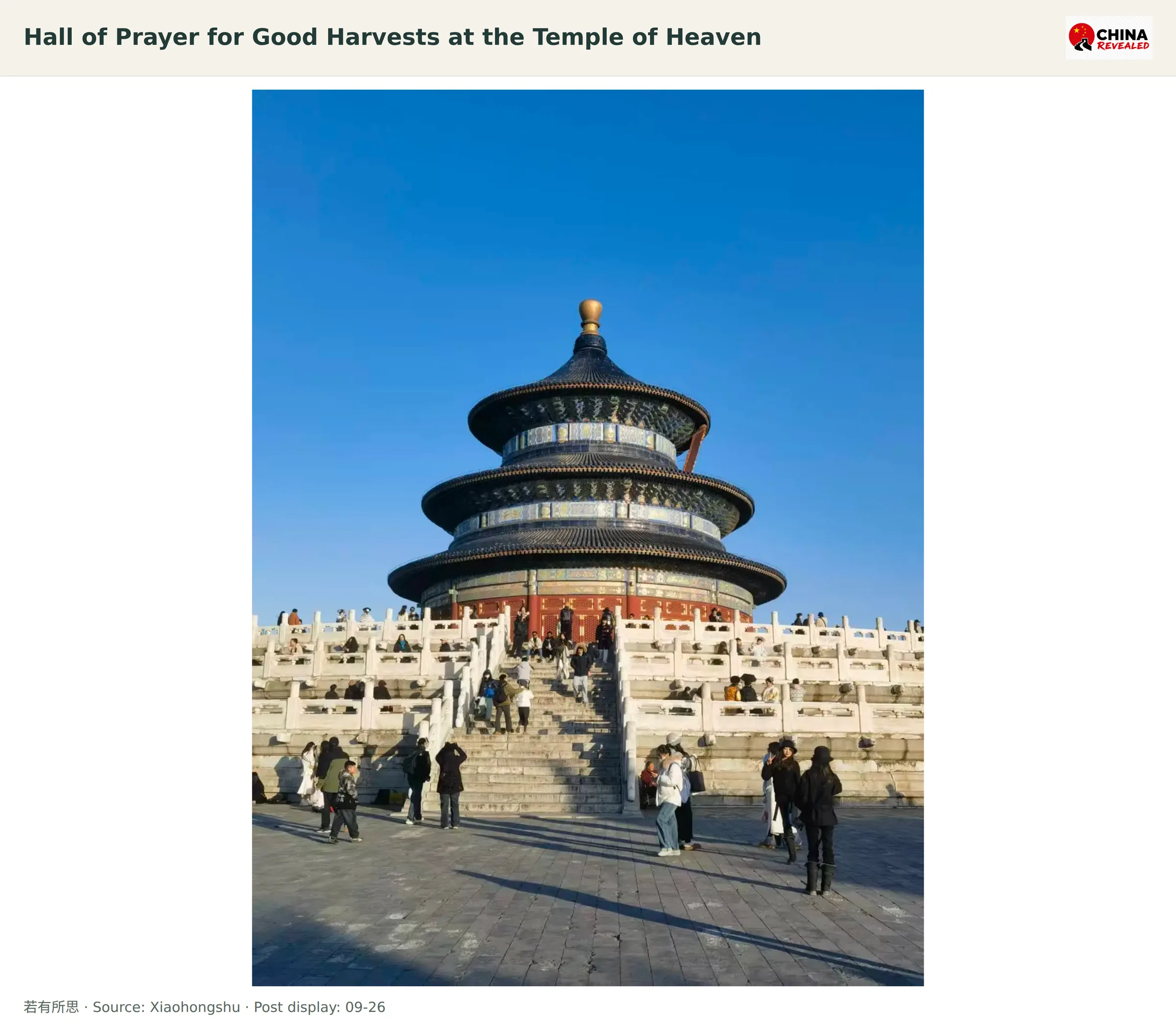 Visitors on the marble terrace beneath the Hall of Prayer for Good Harvests at Beijing’s Temple of Heaven