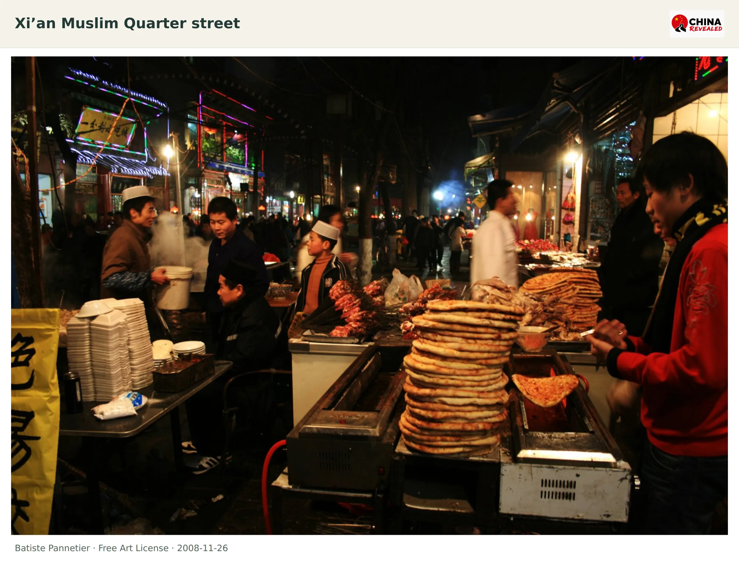 People and shopfronts in Xi’an’s Muslim Quarter